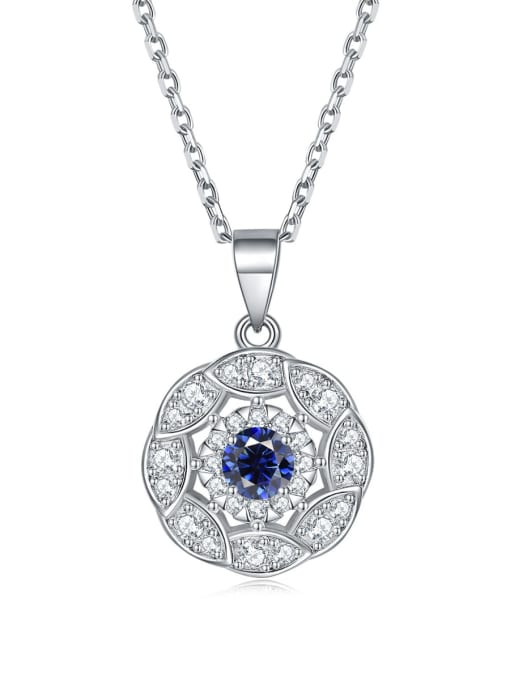 Royal Blue [September] 925 Sterling Silver Birthstone Minimalist FLower Pendant Necklace